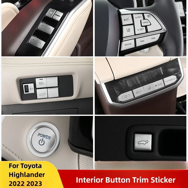 Для Toyota Highlander 2022 2023 защитный чехол для внутренней кнопки из сплава с защитой от царапин