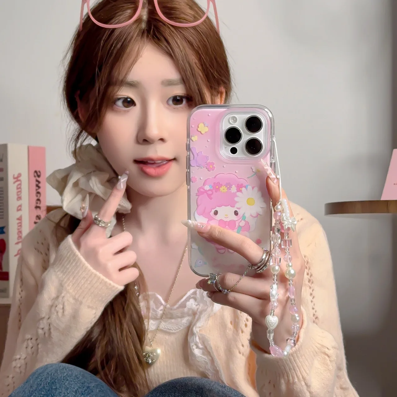 INS Style Rosa Schmetterling Gänseblümchen Transparent Niedliche personalisierte ultradünne Handyhülle für iPhone 13 14 15 16 Pro Max Anti Drop Case