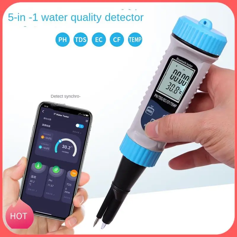 

HOT-5 In1 PH-метр с высокоточным измерением BT набора для тестирования воды PH/TDS/EC/CF/температуры для лаборатории гидропоники воды