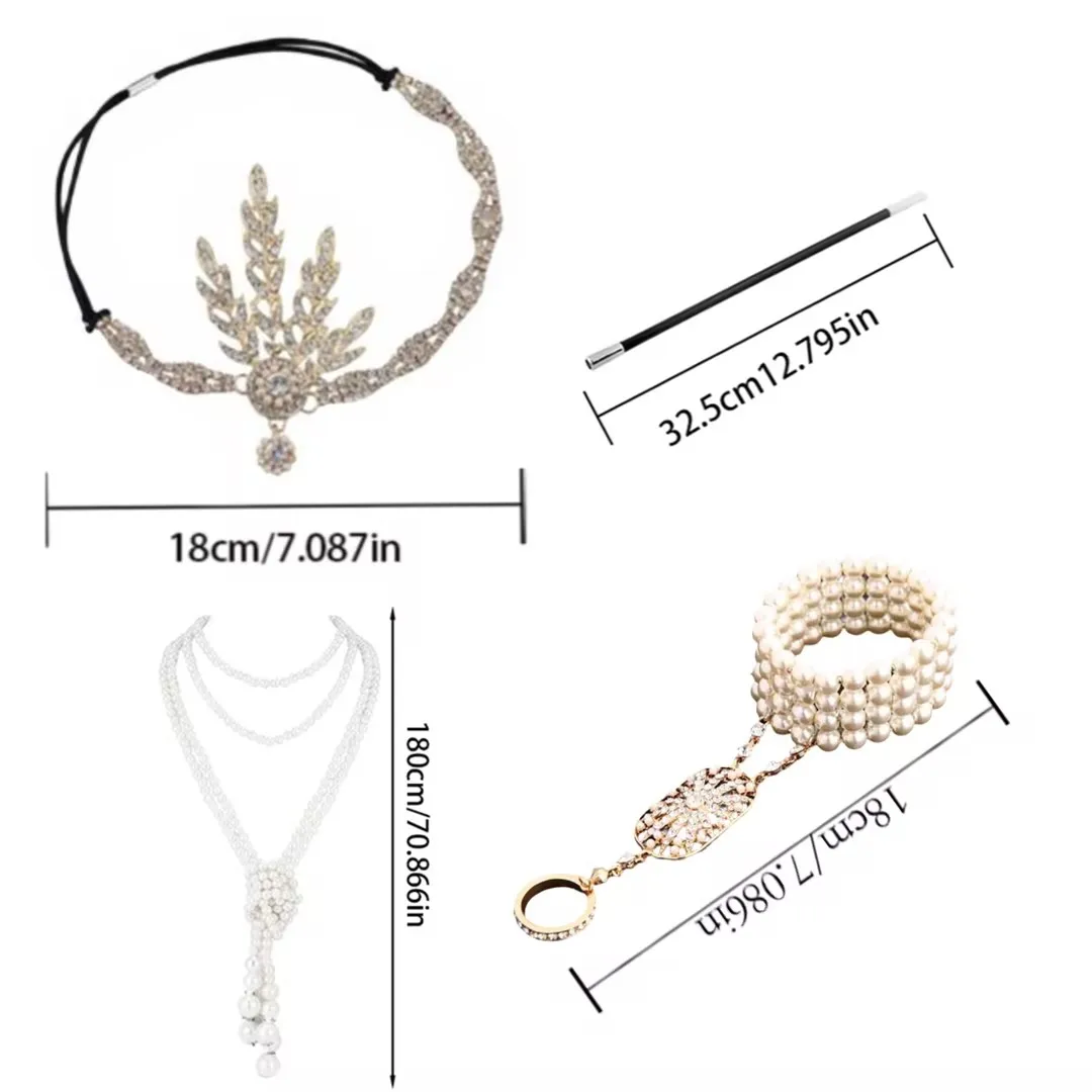 PESENAR "Élégance clapet des années 1920 : bijoux et couvre-chef en perles, parfait pour les rassemblements glamour rugissants des années 20".