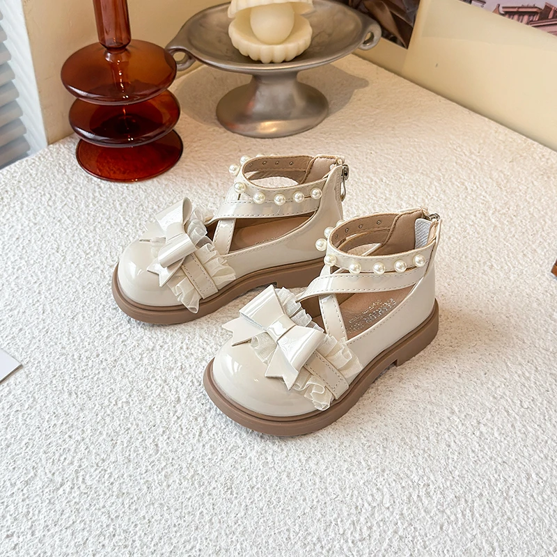 أحذية الأميرة الجلدية للفتيات بعقدة على شكل فيونكة حلوة للأطفال أحذية ماري جين كاجوال بحزام الكاحل للأطفال أحذية أنيقة لحفلات الزفاف