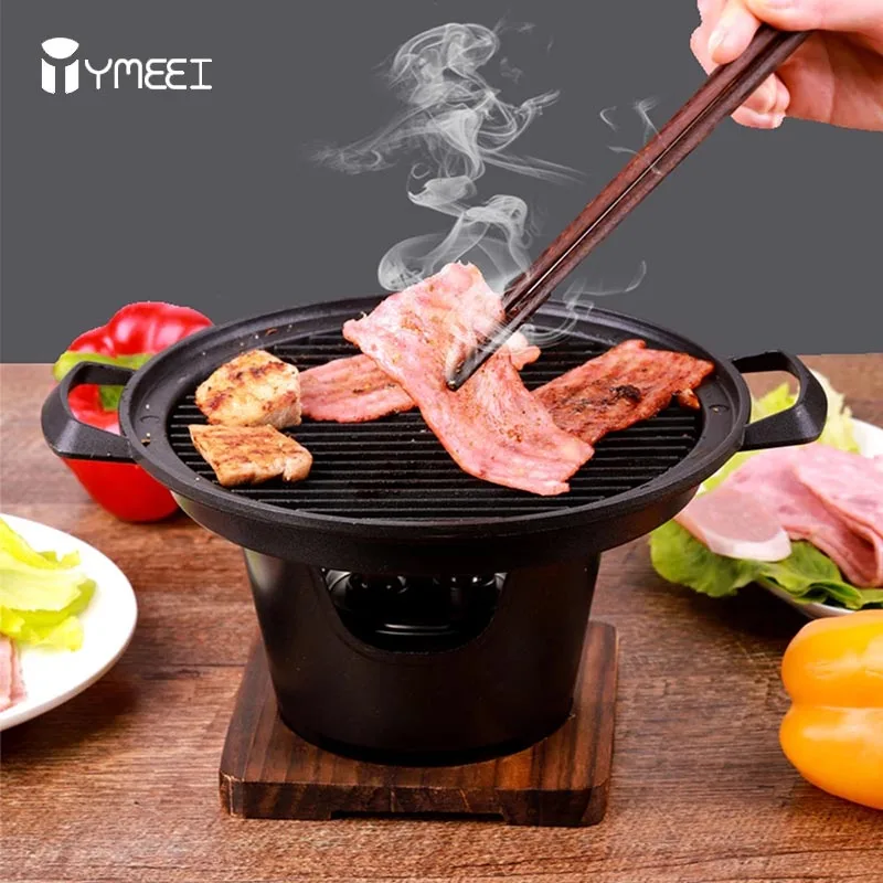 

YMEEI BBQ Grill Japanese Alcohol Stove One Person Home Smokeless Barbecue Grill Outdoor BBQ Oven Plate Roasting Cooker Meat Tool