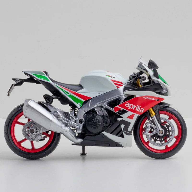 Modelo de motocicleta Aprilia RSV4 RR1000, aleación fundida a presión, colección de coches de juguete, Autobike, amortiguador corto, todoterreno,