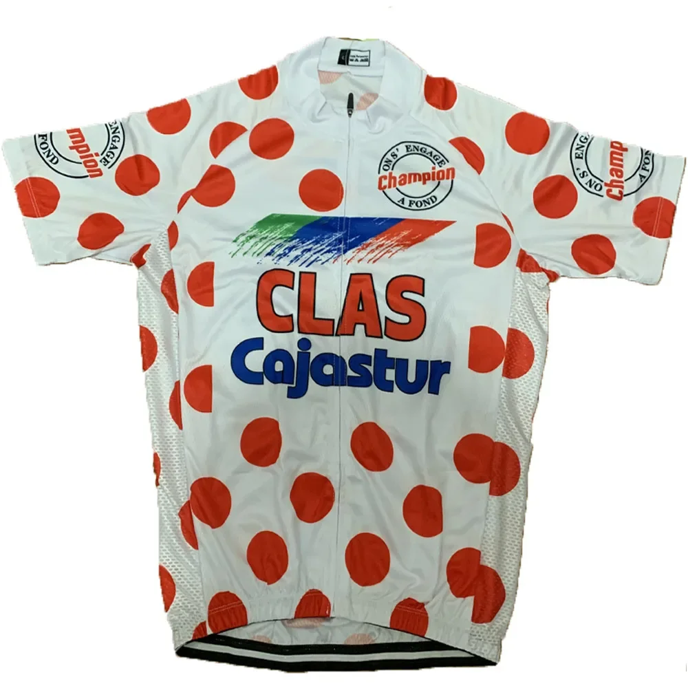 CLAS Cajastur ciclismo jersey para homens, roupas manga curta, camisa de bicicleta de estrada, MTB bicicleta roupas, branco, verão