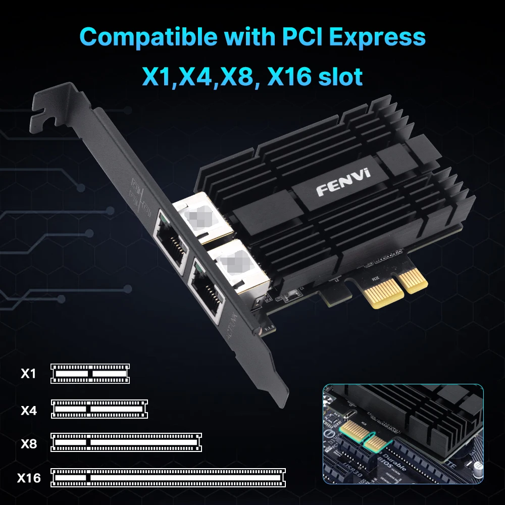 FENVI 2.5G PCIE Ke RJ45 Kartu Jaringan 2500Mbps Gigabit Ethernet I226 Adaptor Jaringan Nirkabel untuk Desktop Win10/11