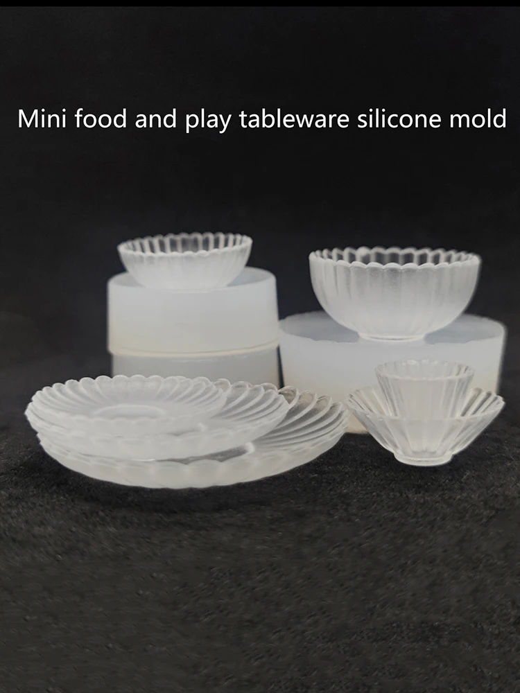 Miniatures Dish Bowl Model Mold Dollhouse Silicone Tableware Mold Mini dish/bowl mold Dolls House Kitchen Toys Accessories