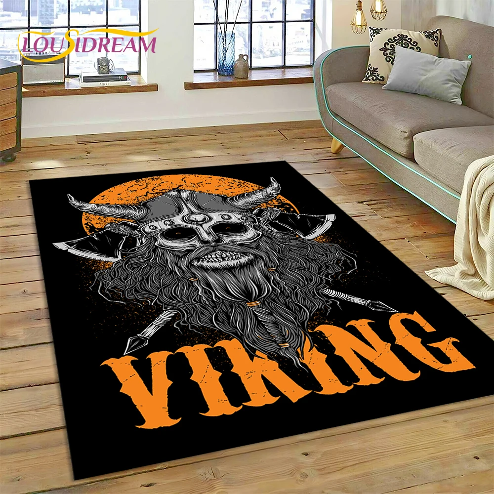 Nordic Viking Odin Valhalla Valknut Rug Carpet for Living Room Bedroom Home Decor,Floor Mat Non-slip Decoration for Sofa Doormat