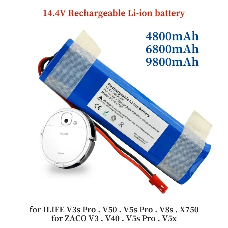 

2024 New Echte 14.4 V 6800mah 18650 Lithium-Batterie F ür ILIFE V3s Pro, V50, V5s Pro, V8s, x750 Roboter-staubsauger Batterie