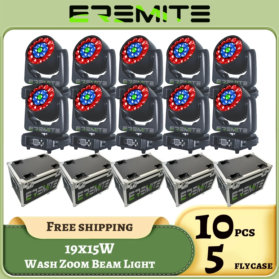 led moving head zoom light com flycase lyre wash rgbw beam effect perfeito para palco tv theater tax 10 pcs 19x15w 01