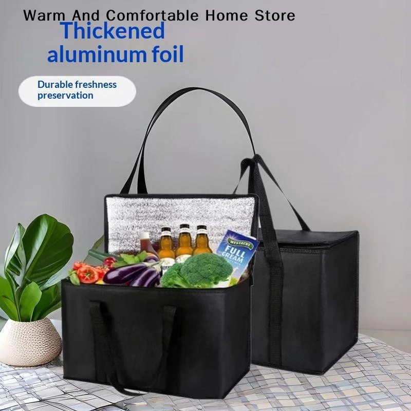 【W】Large Insulated Delivery Bag Food Aluminum Foil Cooler Bag Foldable Portable Catering Food Bag Thermal Food Delivery Bag view 5
