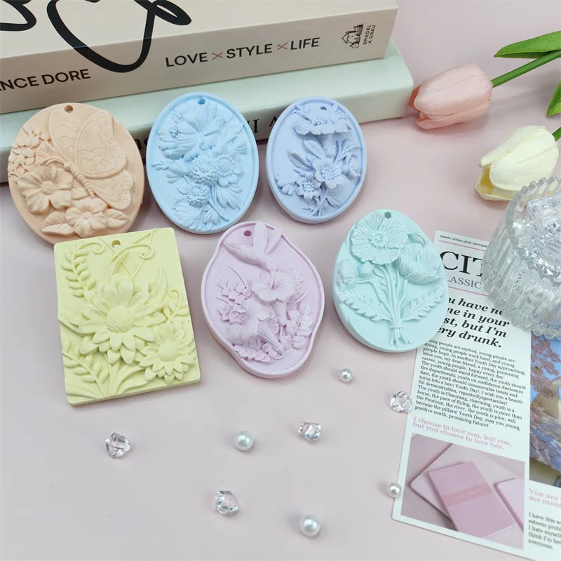 Bird Flower Listing Mold Handmade Diy Car Aromatherapy Gypsum Pendant Tools Embossed Flower Silicone Mold Handicraft Accessories