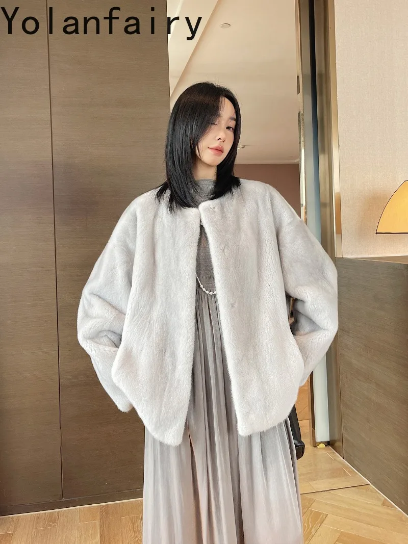 YOLANFAIRY 100% Natural Mink Fur Jacket Woman Velvet Whole Mink Real Genuine Fur Coat Winter Coats Women Clothing шуба женская