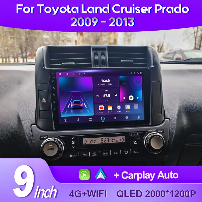 

QSZN For Toyota Land Cruiser Prado 150 2009 - 2013 2K QLED Android 13 Car Radio Multimedia Video Player GPS AI Voice CarPlay 4G