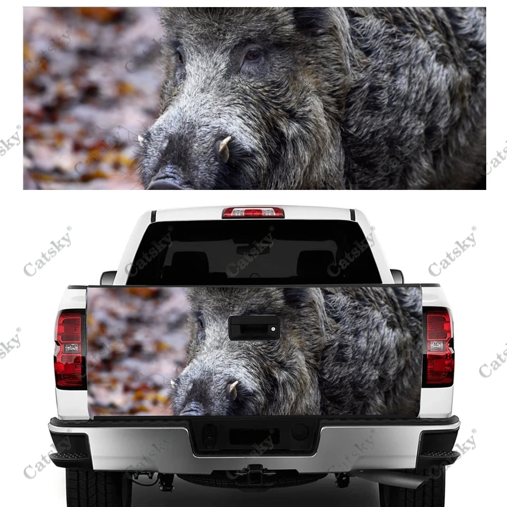 wild boar ferocious animal Car rear tail sticker modified package design painting suitable for SUV car truck package decal