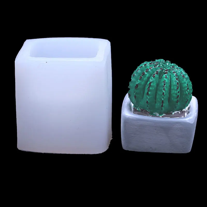 3D Three-dimensional Cactus Plant Silicone Mold Fondant Handmade Potted Plant Pot Epoxy Table Decoration Mould 15-1035