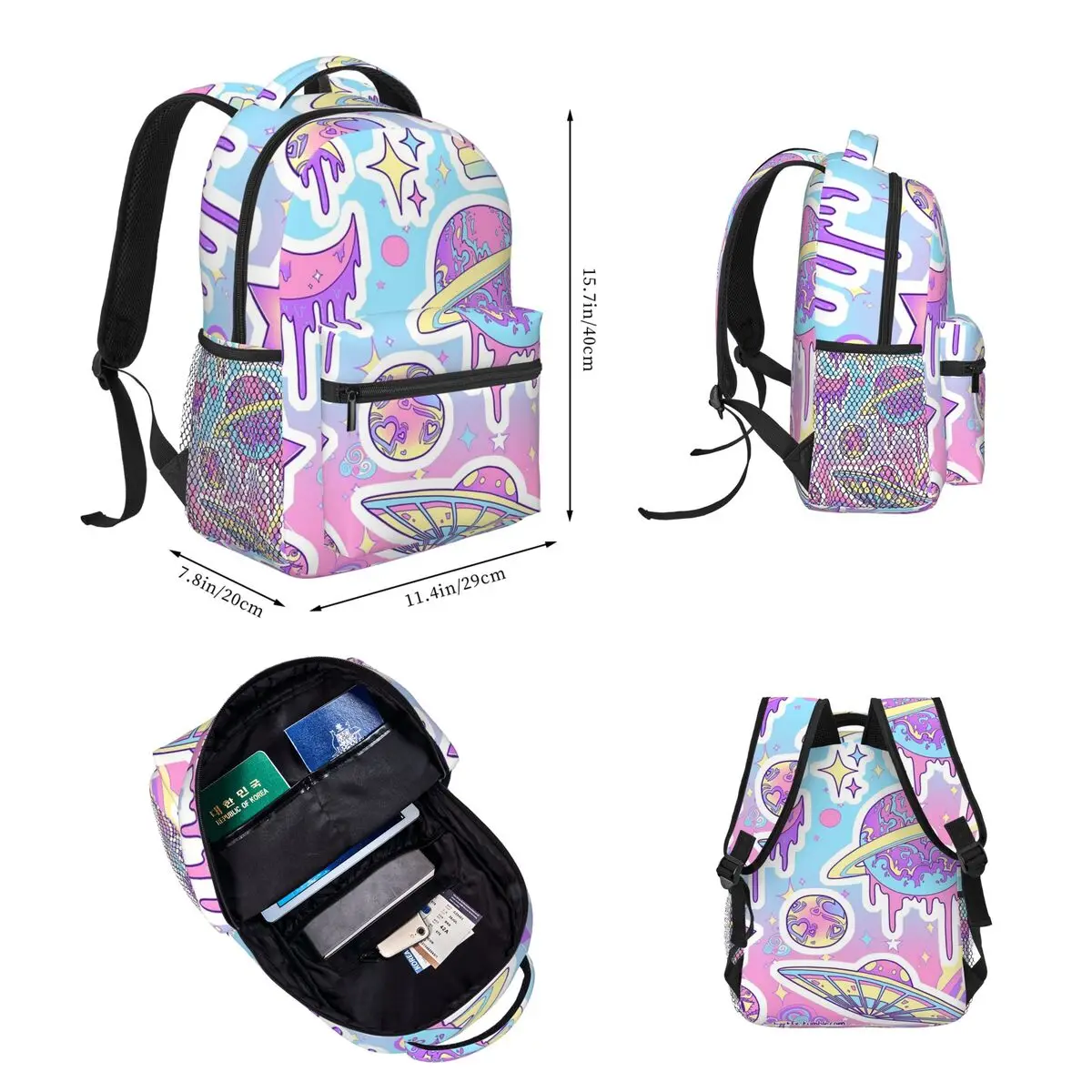 Pastel Galaxy Backpacks Boys Girls Bookbag Children School Bags Cartoon Kids Rucksack Lunch Bag Pen Bag Three-Piece Set