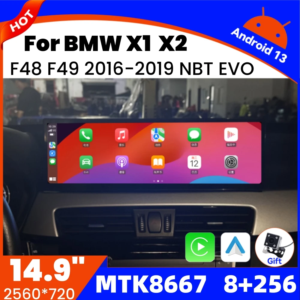 14.9'' Android Car Radio For BMW X1 F48 X2 F49 2016 2017 2018 2019 NBT EVO System Wireless CarPlay Multimedia Player Head Unit