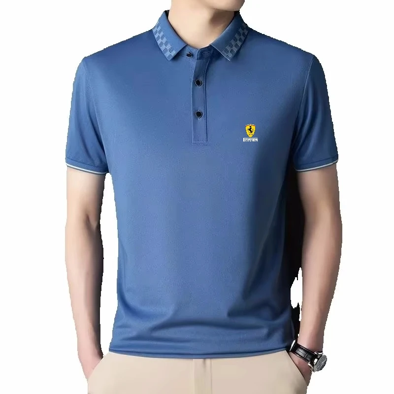 

New summer high-quality short sleeved polo shirt for men, fashionable, casual, sporty, breathable and cool top