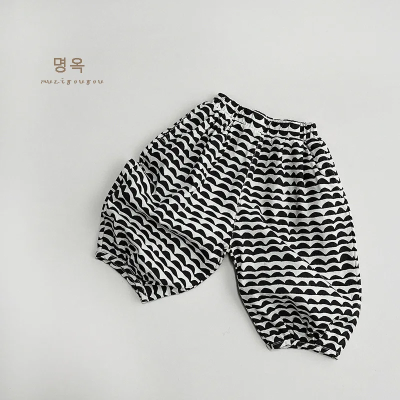 

HZMY-Comfortable Linen~2024Summer New Girls' Casual Pants Children's Calf-Length Pants Japanese Style Baby Pants