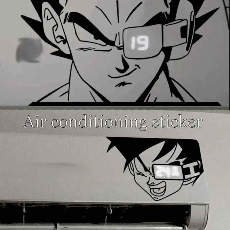 Dragon Ball Car Sticker Vegeta Cartoon Animation Air Conditioner Sticker Paper Decorative Black  White Cool Waterproof Sticker