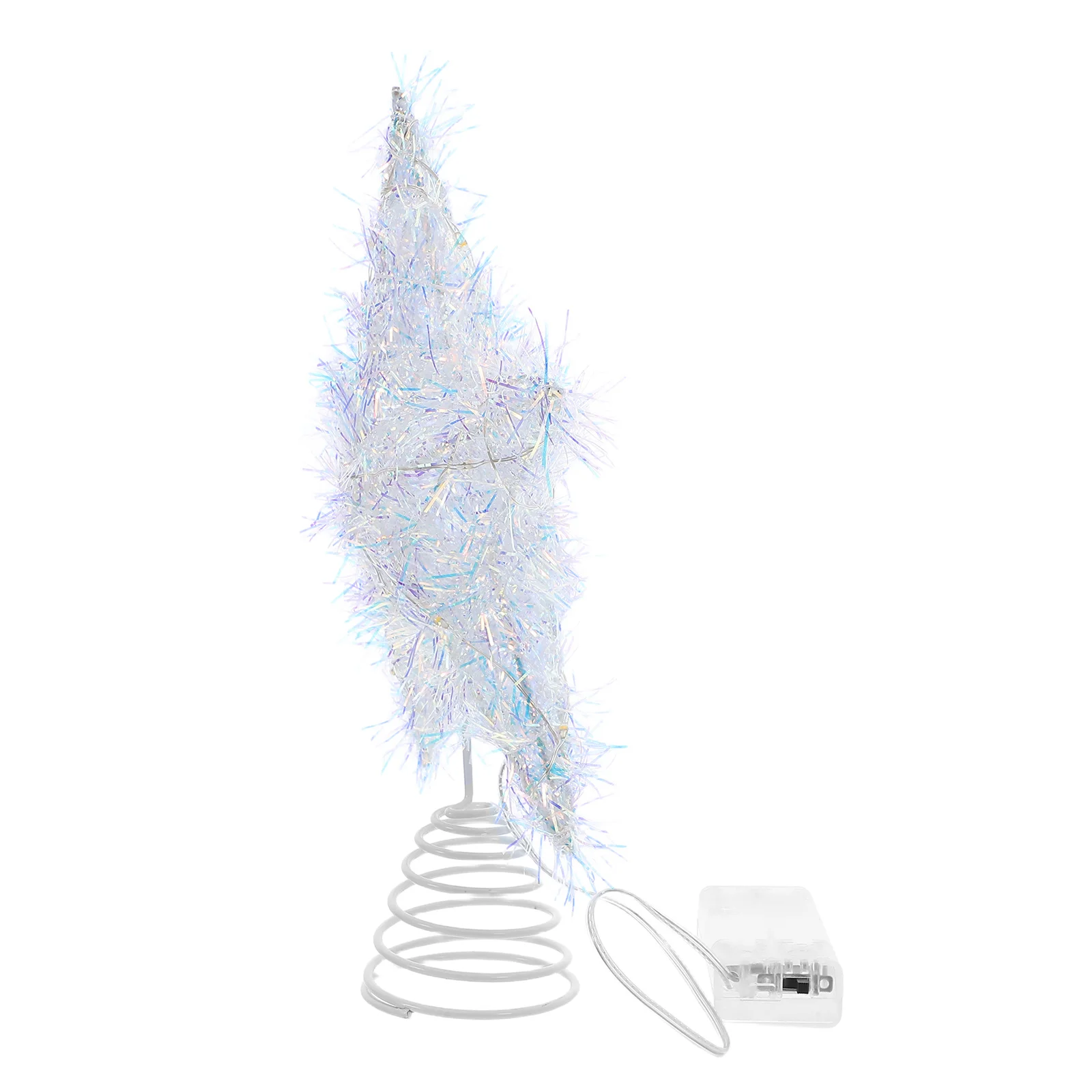 

Lighted Five-Pointed Star Tree Topper with 20 Leds Shimmering Finish and Spring Mount for Xmas Tree Living Room Party Use