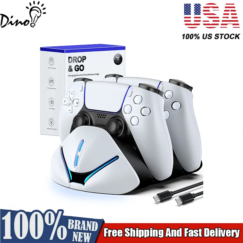 DinoFire Dual Fast Charging Station for PS5 Controllers