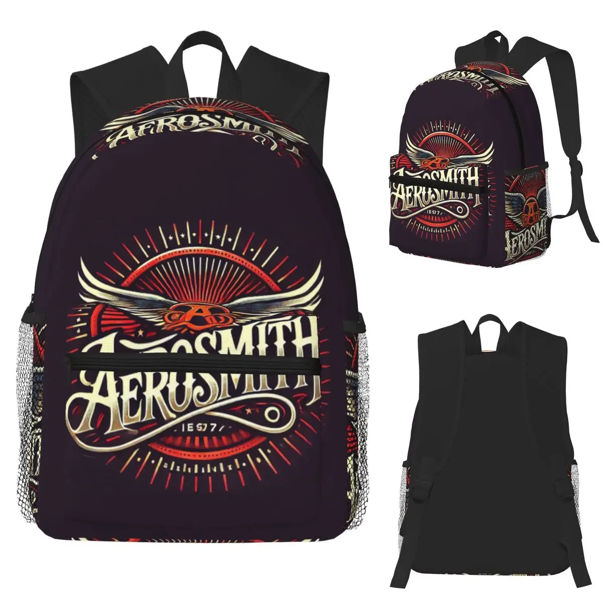 

Rock Aerosmith Band Student Backpack School Bag Hiking Travel Daypack for Boys Girls Fashion Bookbag Shoulder Bags