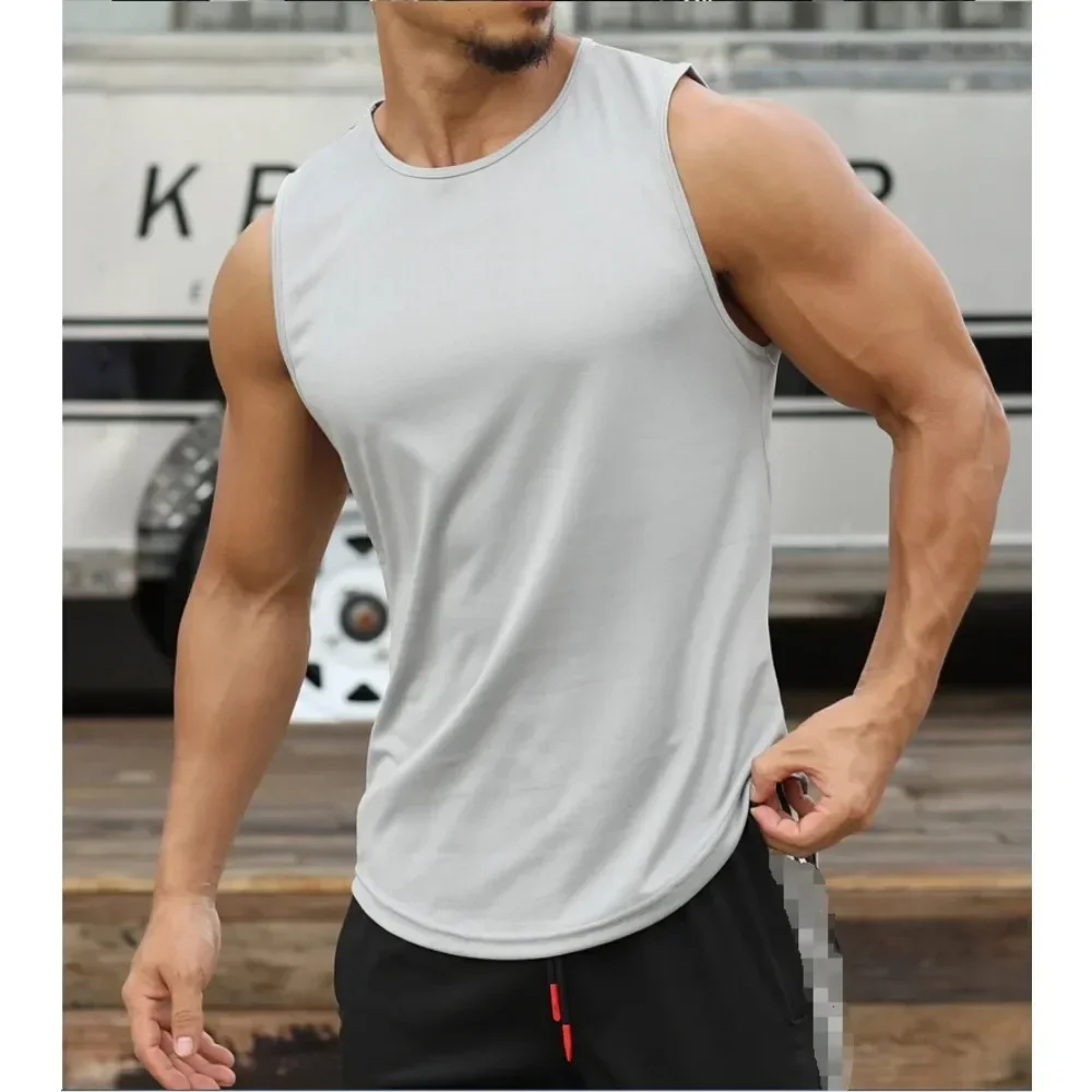 Solid Color Singlets Fitness Bodybuilding Male  Shirt Cotton Workout Gym Tank Top Mens Muscle Sleeveless Sportswear Vest