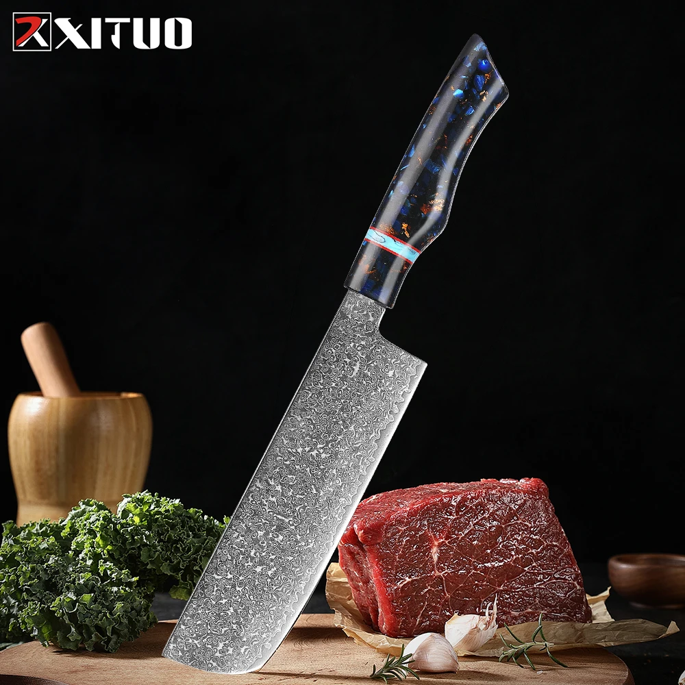 

XITUO дамасский нож 7 дюймов Kiritsuke кухонный японский нож 67 слоев VG10 ножи из высокоуглеродистой нержавеющей стали бритва острый