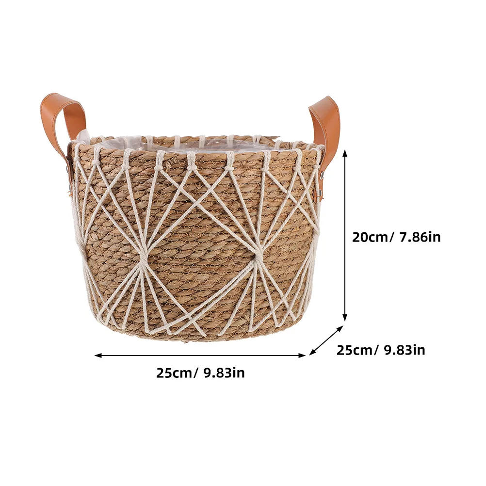 Cesta tejida con asa, cesta de almacenamiento de flores naturales hecha a mano para decoración del banquete de boda, jardín, uso portátil al aire libre