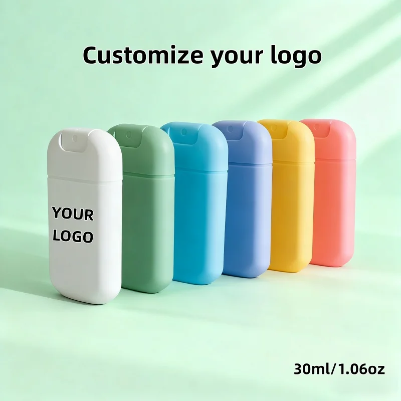 

【Logo Custom】50Pcs Customized 30ml Pink/white/yellow/green Card Spray Bottle Beauty Packaging Material Without Rope