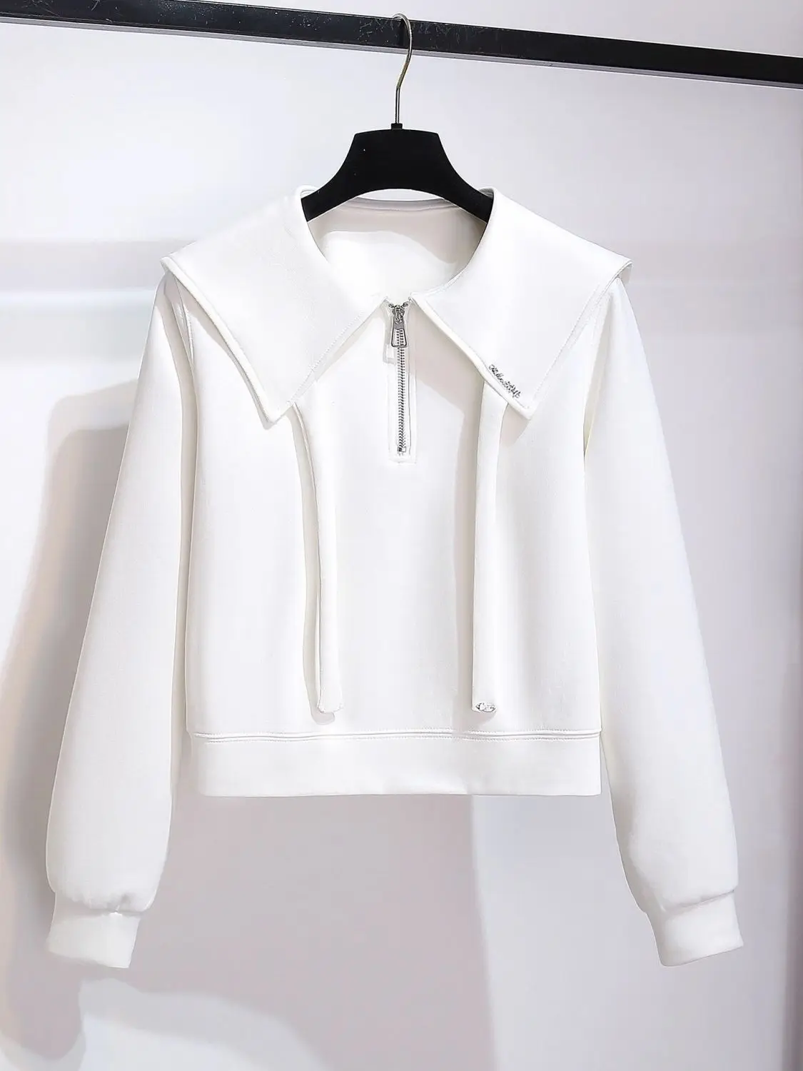 Long Sve Zipper Design Sweatirt Navy Doll Collar Dames vroege herfst nieuwe Sle ort Top Moisture ng Koreaanse versie