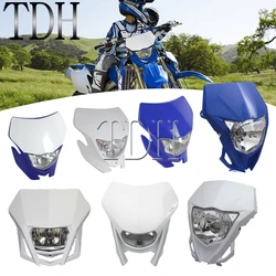 Supermoto Enduro H4 Headlamp Mask Dirt Bike Motocross Headlight Fairing Enduro For Yamaha Honda WR 450 250 YZ TTR CRF Universal