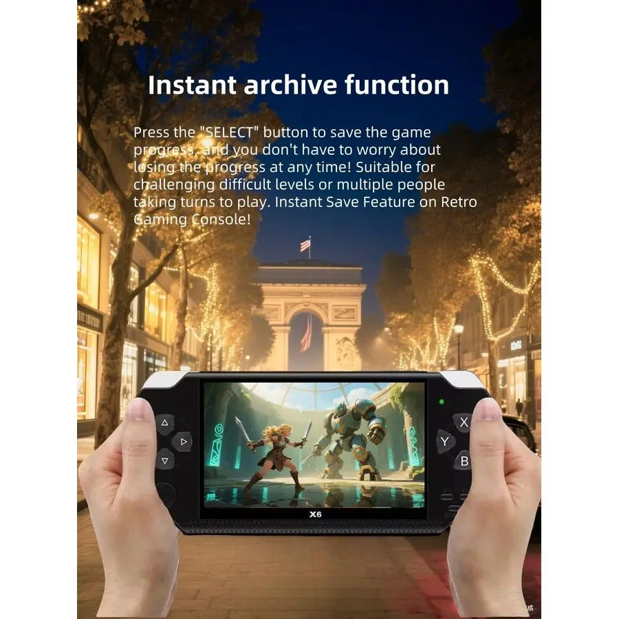 Console de jogos portátil retrô com jogos clássicos, reprodutor de videogame portátil com conexão de TV, suporta reprodução de e-books MP4 MP3,