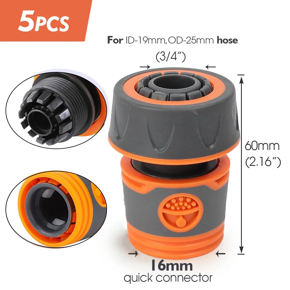 5 Stück 1/2" 3/4" Gartenschlauch-Schnellverbinder zur Reparatur und Verlängerung von Wasserschläuchen, 12mm 16mm Bewässerungsrohr-Kupplungsadapter