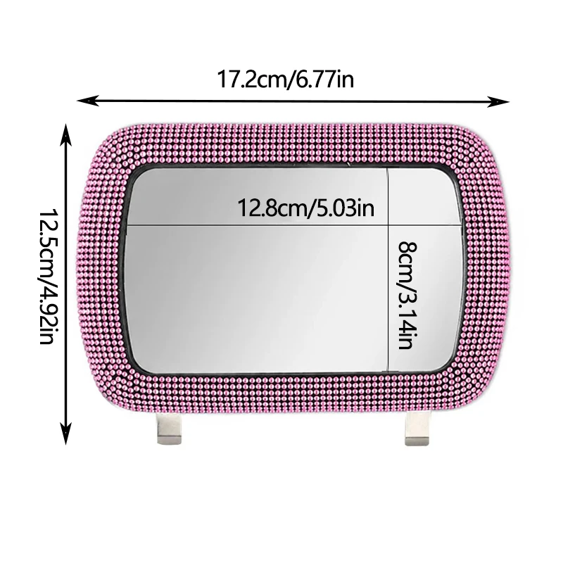 Luxury Full-Diamond Car Makeup Mirror Sunshade Clip-on HD Flat Car Universal Vanity Mirror for In-Car Beauty Accessories