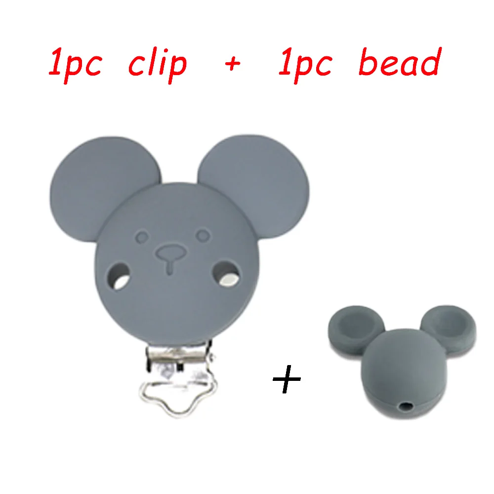 Kovict 2Pcs/Lot Silicone Beads Pacifier Clips Cartoon Animals Teething Necklace Food Grade DIY Pacifier Clips Chain Accessories