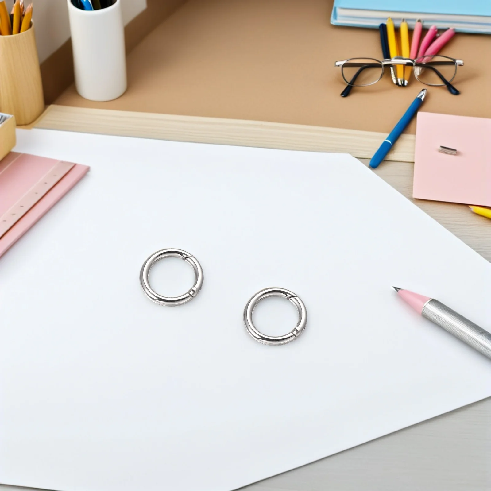 15pcs Zinc Alloy Key Rings Open Jump Split Rings Polished Spring Clips For Diy Jewelry Making Crafts Bag Accessories Round Snap