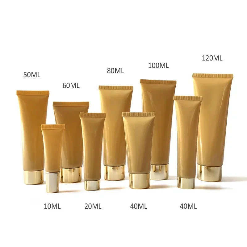 

10ml 15ml 20ml 40ml 50ml 60ml 80ml 100ml Plastic Yellow Soft Bottle Gold Empty Cosmetic Cream Tube Lotion Squeeze Container