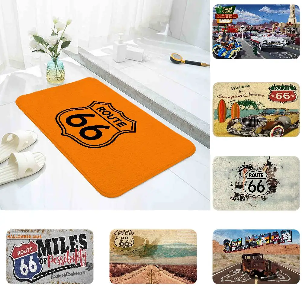 

Коврик для ванной комнаты Route 66, противоскользящий коврик для двери, коврик для украшения дома, коврик для входной двери, устойчивый к царапинам коврик для двери