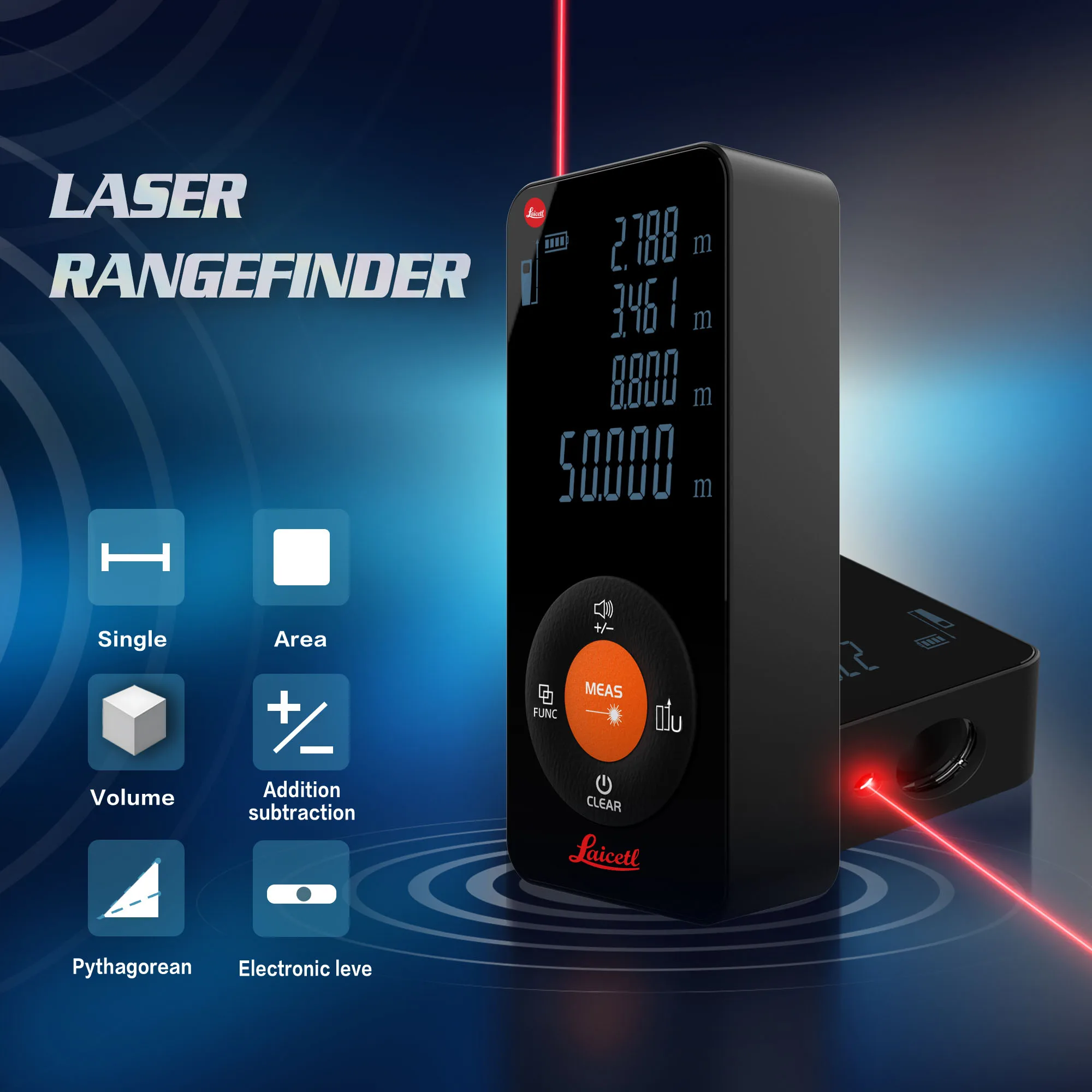 Laicetl Digitaler Laser-Entfernungsmesser Rotes Laser-Messgerät Hochpräzise Messwerkzeuge mit Hintergrundbeleuchtung