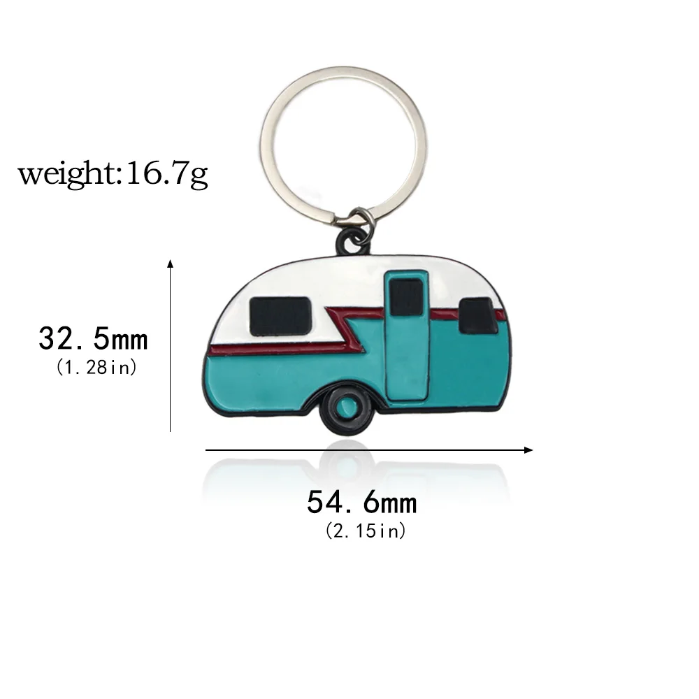 Cute Camper Keychain Camping World Van Car Pendant Key Chain For Women Men Keyring Jewelry Travel Souvenir Gift