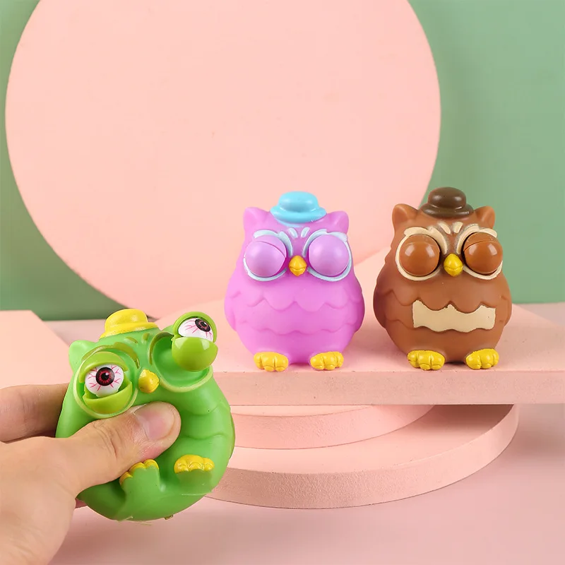 Creative New Action Figure Decompression Toy Big Eyes Pinch Happy Owl Prank Venting Doll Stress Relief Animal Adult Children Toy