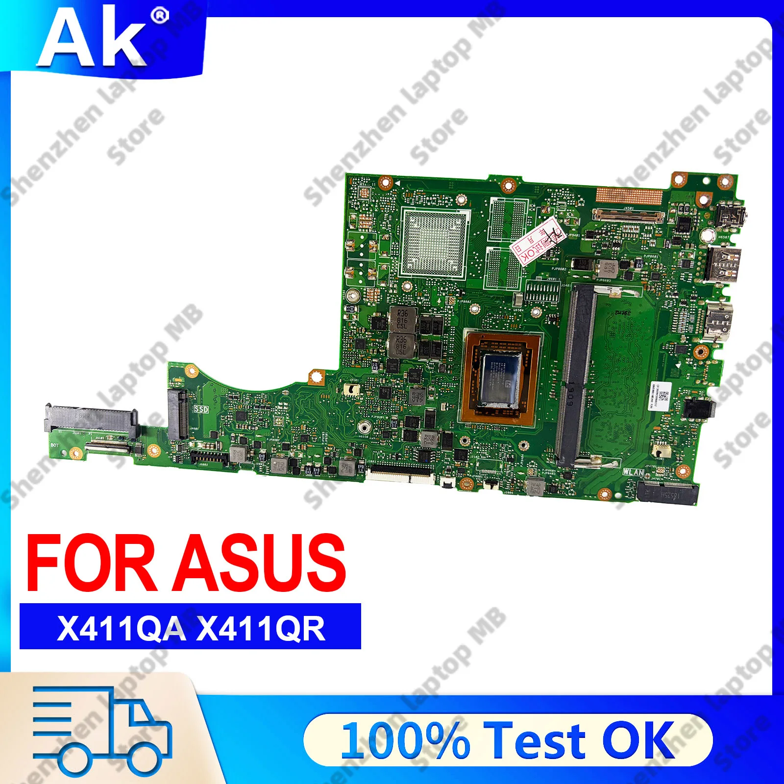 

X411QA Laptop Motherboard For ASUS VivoBook X411QA r421u S4200U S4000V X411QR X411Q Mainboard With A10 A12 CPU 100% tests OK stk