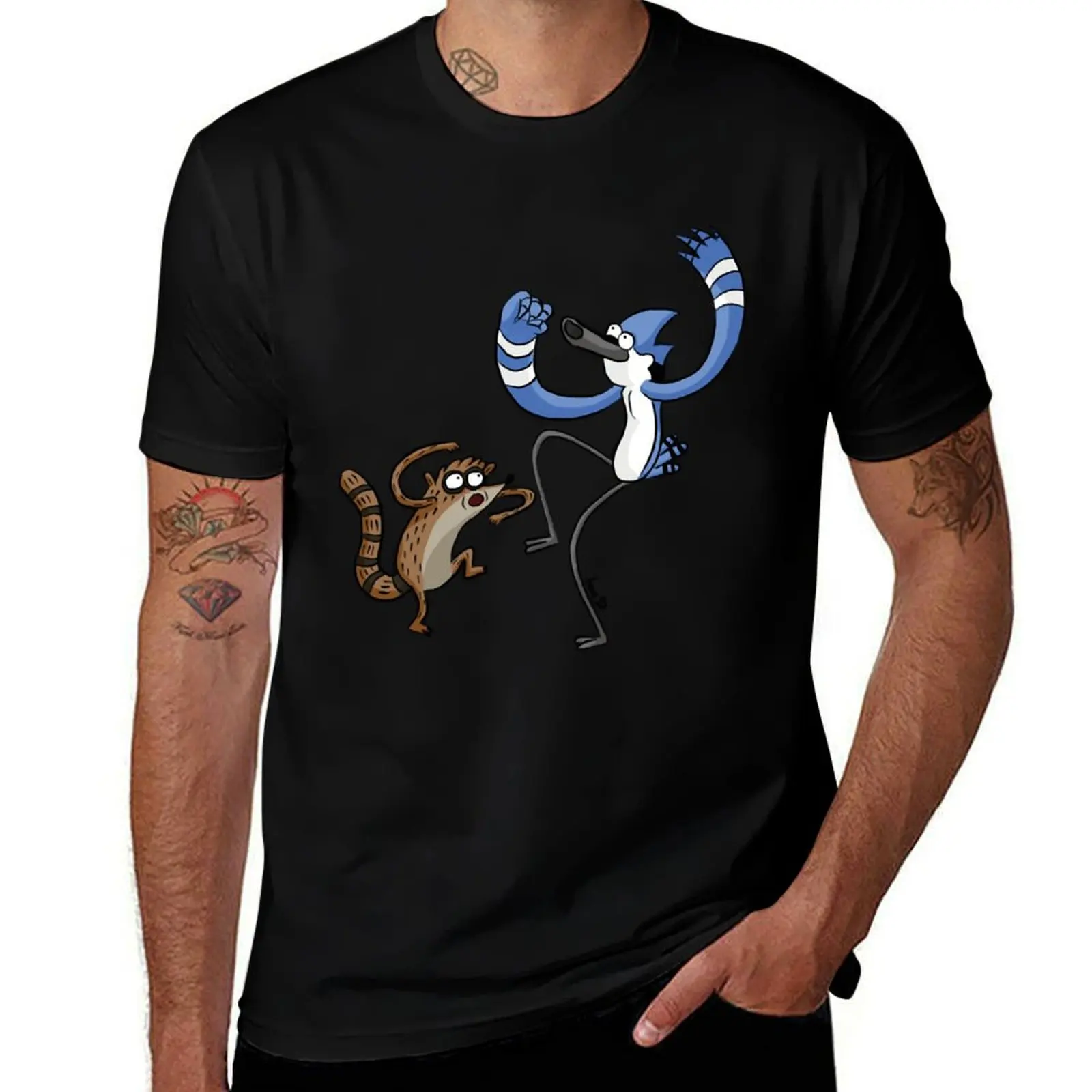 Rigby And Mordecai T-Shirt Large Size Breathable Tee T-Shirt