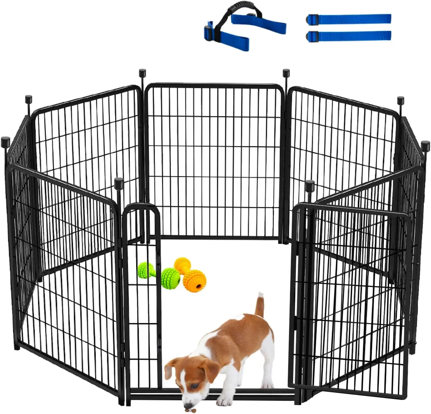 

48 Inch Tall Dog Fence with Gate, 8 Panels 17.7 Ft, Easy Assembly Modular Garden Barrier