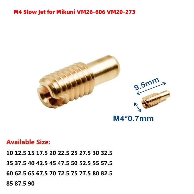 M4 * 0.7mm jatos lentos/jato piloto carburador ocioso para mikuni VM26-606 VM20-273 yamaha dt125 dt175 vm22 m28 bocal moto carb gicleur