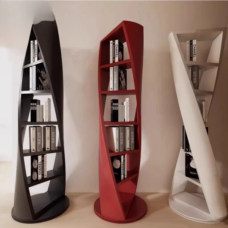 

Painted bookcase Rotating bookcase Light luxury round shelf