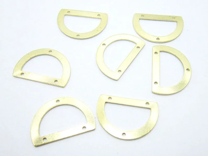 20pcs Semi Circle Earring Charm, Half Round Connector, D shaped, 21.7x15mm, Earring Findings, Raw Brass, Jewelry Supplies R1407