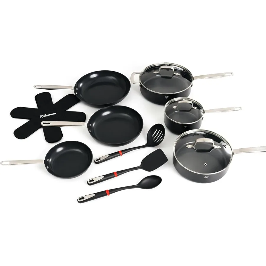 

15-Piece Ceramic Cookware Set Nonstick Pots and Pans for Cooking Easy-Clean Kitchen Cookware Made without PFAS PTFE PFOA Induct